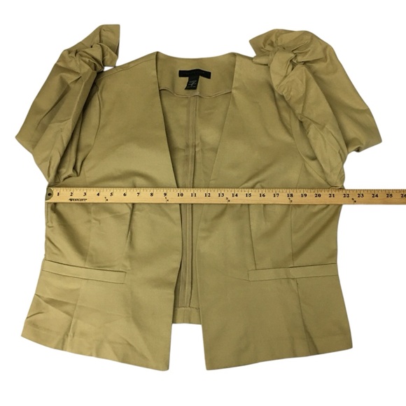 Ashley Stewart Tan Open Ruched Sleeve Cropped Jacket - Women’s 14 NWOT - Picture 2 of 13
